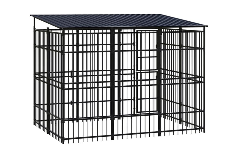 Hundgård för utomhusbruk ståltak 5,53 m² - Svart - Sport & fritid - För djuren - För hund - Hundmöbler