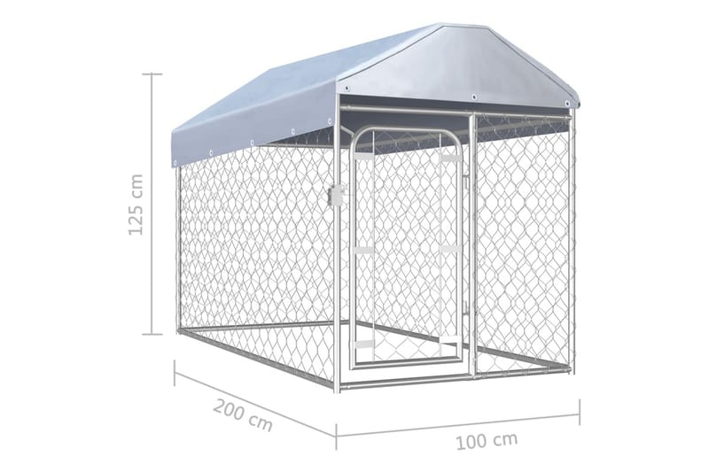 Hundgård med tak för utomhusbruk 200x100x125 cm - Silver - Sport & fritid - För djuren - För hund - Hundmöbler