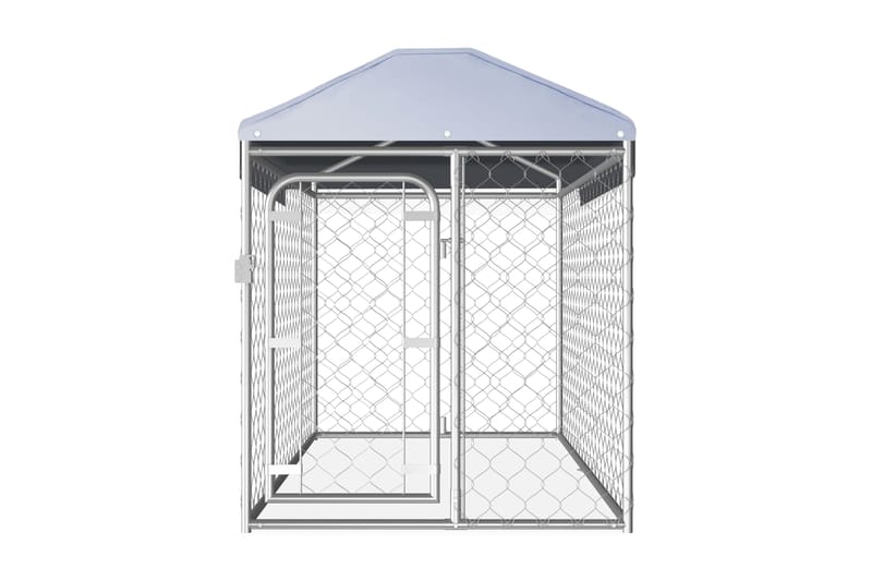 Hundgård med tak för utomhusbruk 200x100x125 cm - Silver - Sport & fritid - För djuren - För hund - Hundmöbler