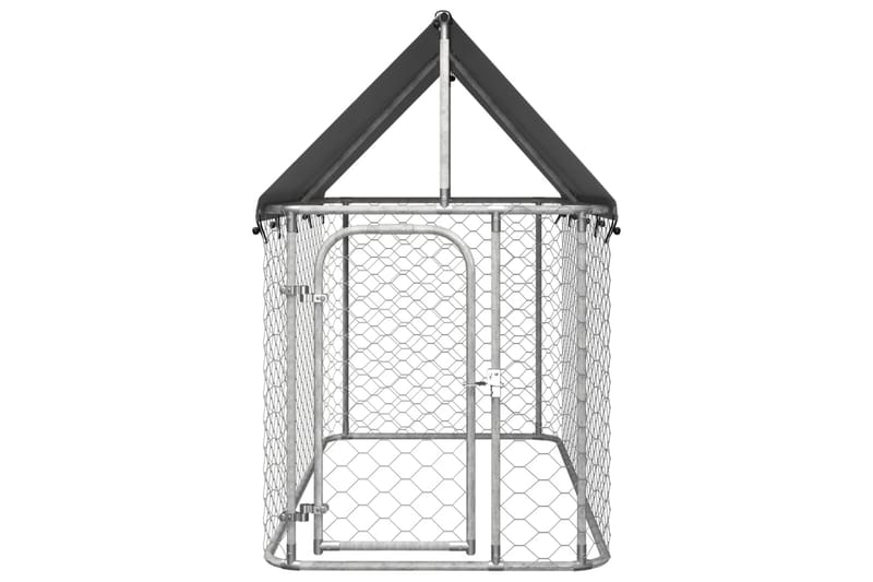 Hundgård med tak för utomhusbruk 200x100x150 cm - Silver - Sport & fritid - För djuren - För hund - Hundmöbler