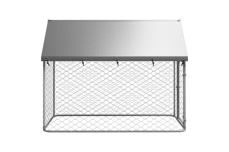 Hundgård med tak för utomhusbruk 200x100x150 cm - Silver - Sport & fritid - För djuren - För hund - Hundmöbler
