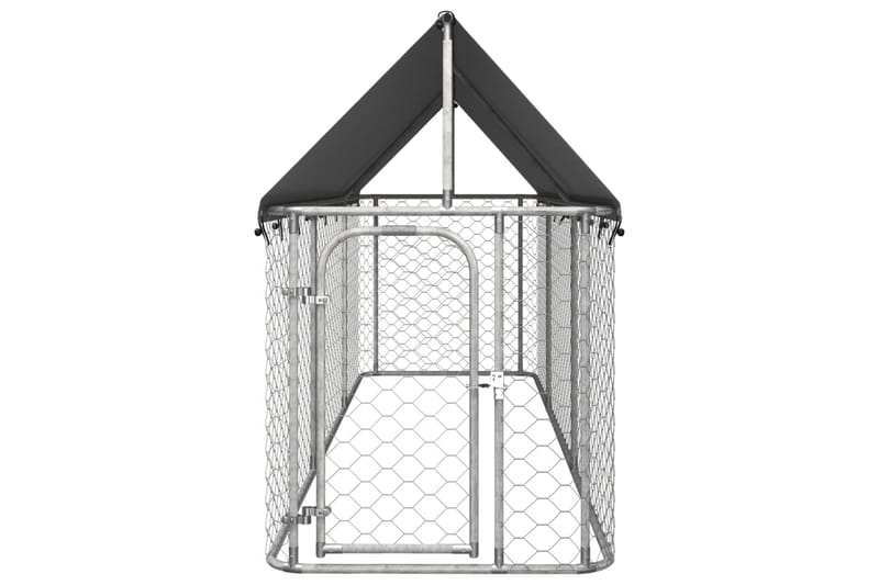 Hundgård med tak för utomhusbruk 400x100x150 cm - Silver - Sport & fritid - För djuren - För hund - Hundmöbler