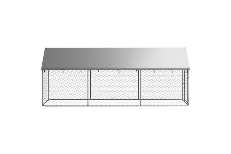 Hundgård med tak för utomhusbruk 400x100x150 cm - Silver - Sport & fritid - För djuren - För hund - Hundmöbler