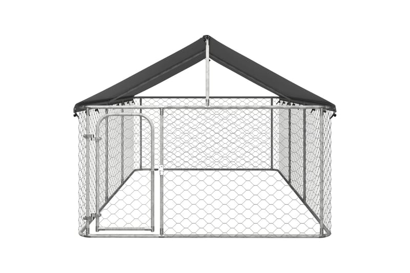 Hundgård med tak för utomhusbruk 400x200x150 cm - Silver - Sport & fritid - För djuren - För hund - Hundmöbler
