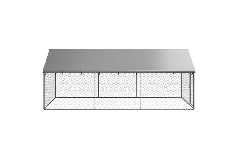 Hundgård med tak för utomhusbruk 400x200x150 cm - Silver - Sport & fritid - För djuren - För hund - Hundmöbler
