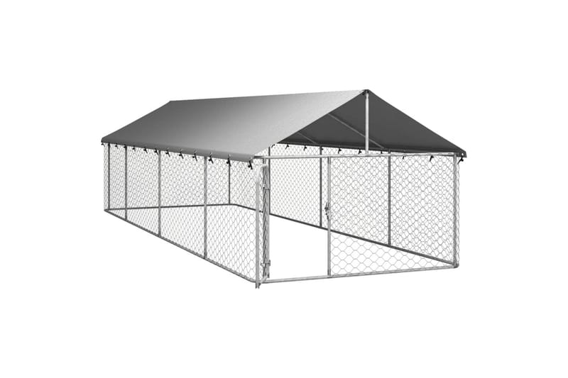 Hundgård med tak för utomhusbruk 600x200x150 cm - Silver - Sport & fritid - För djuren - För hund - Hundmöbler