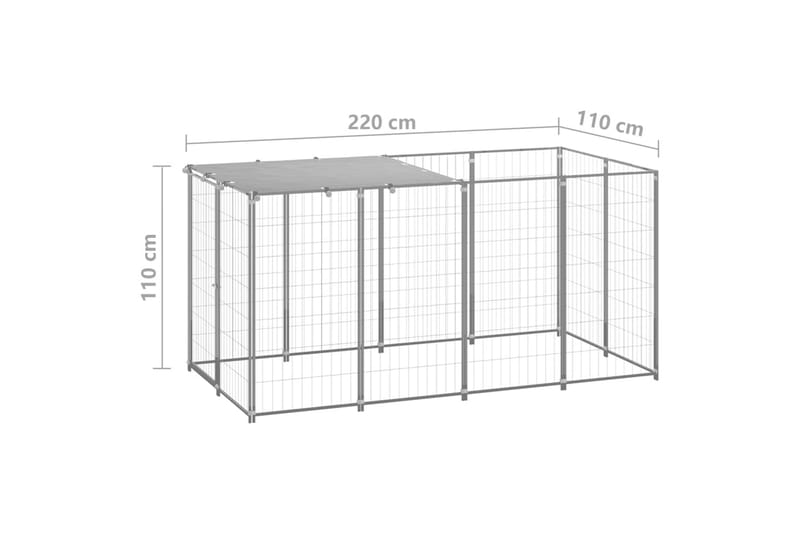 Hundgård silver 2,42 m² stål - Silver - Sport & fritid - För djuren - För hund - Hundmöbler