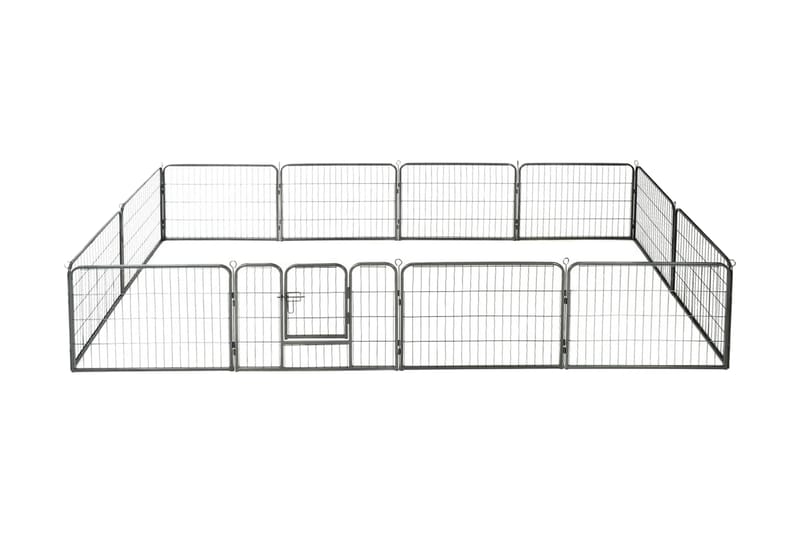 Hundhage 12 paneler stål 80x60 cm svart - Svart - Hundmöbler - Valphage