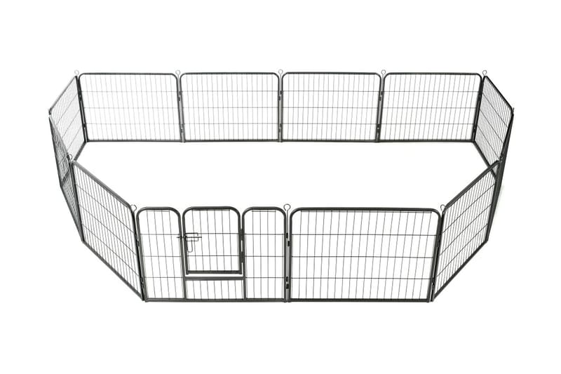 Hundhage 12 paneler stål 80x60 cm svart - Svart - Hundmöbler - Valphage