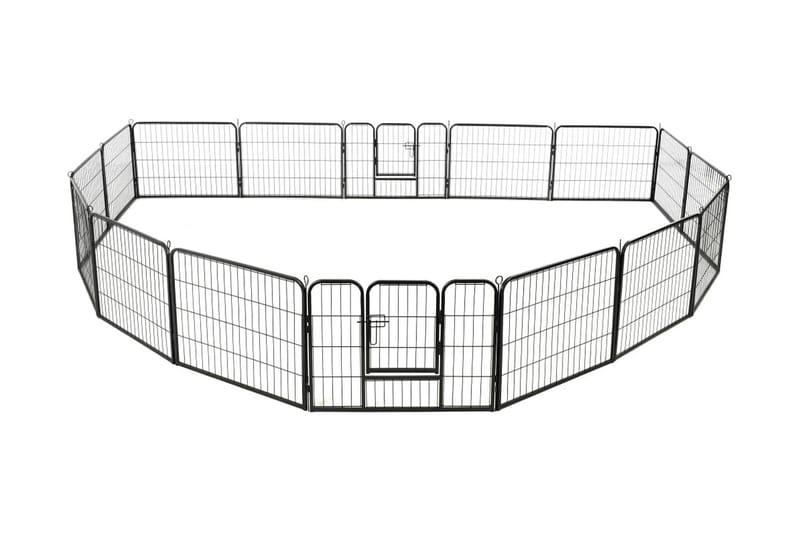 Hundhage 16 paneler stål 60x80 cm svart - Svart - Hundmöbler - Valphage