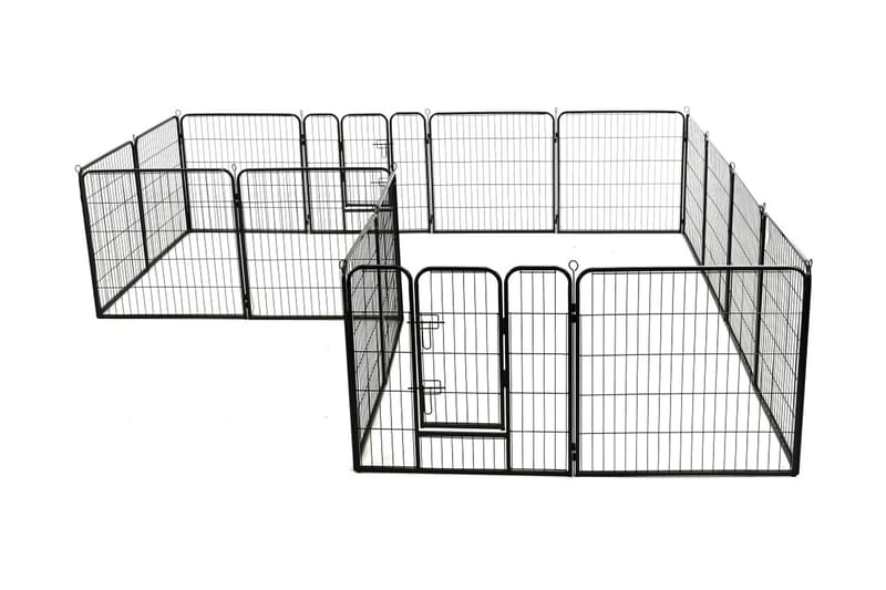 Hundhage 16 paneler stål 80x80 cm svart - Svart - Hundmöbler - Hundkoja & hundgård