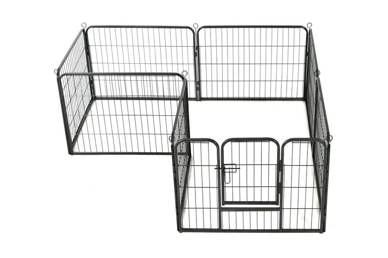 Hundhage 8 paneler stål 60x80 cm svart - Svart - Sport & fritid - För djuren - För hund - Hundmöbler