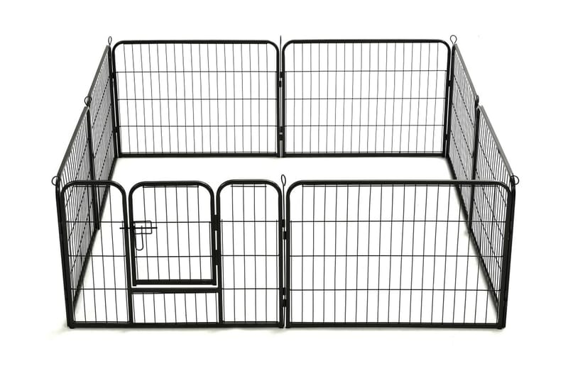 Hundhage 8 paneler stål 60x80 cm svart - Svart - Sport & fritid - För djuren - För hund - Hundmöbler