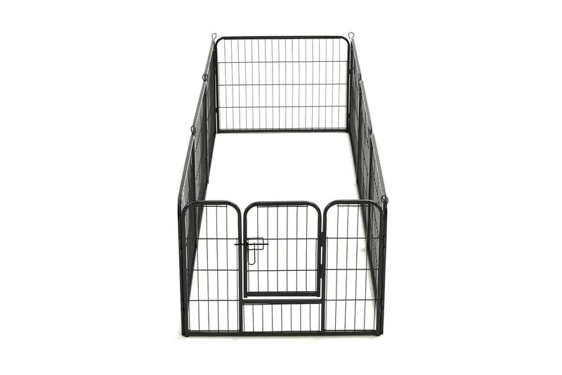 Hundhage 8 paneler stål 60x80 cm svart - Svart - Sport & fritid - För djuren - För hund - Hundmöbler