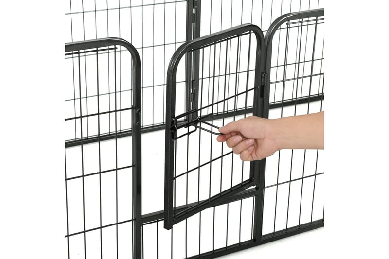 Hundhage 8 paneler stål 60x80 cm svart - Svart - Sport & fritid - För djuren - För hund - Hundmöbler