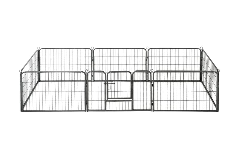 Hundhage 8 paneler stål 60x80 cm svart - Svart - Hundmöbler - Valphage