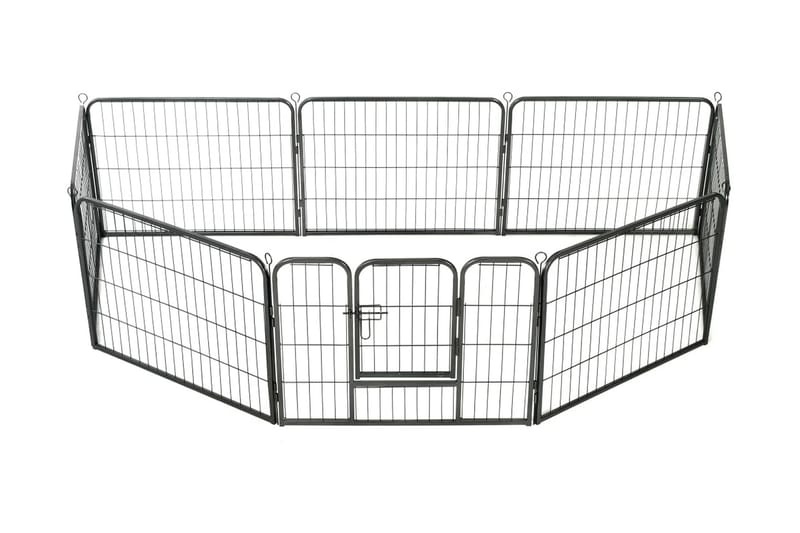 Hundhage 8 paneler stål 60x80 cm svart - Svart - Sport & fritid - För djuren - För hund - Hundmöbler