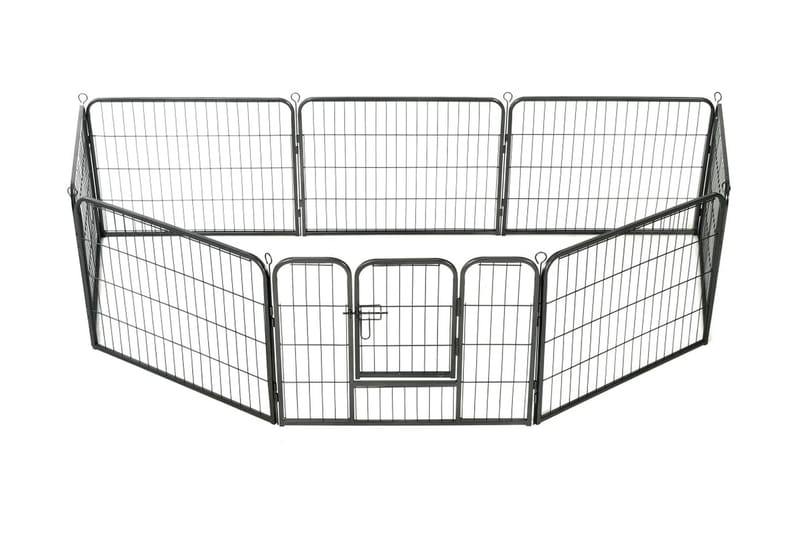 Hundhage 8 paneler stål 60x80 cm svart - Svart - Hundmöbler - Valphage