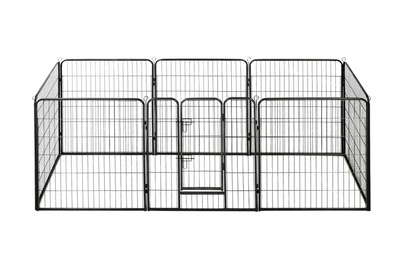 Hundhage 8 paneler stål 80x100 cm svart - Svart - Hundmöbler - Valphage