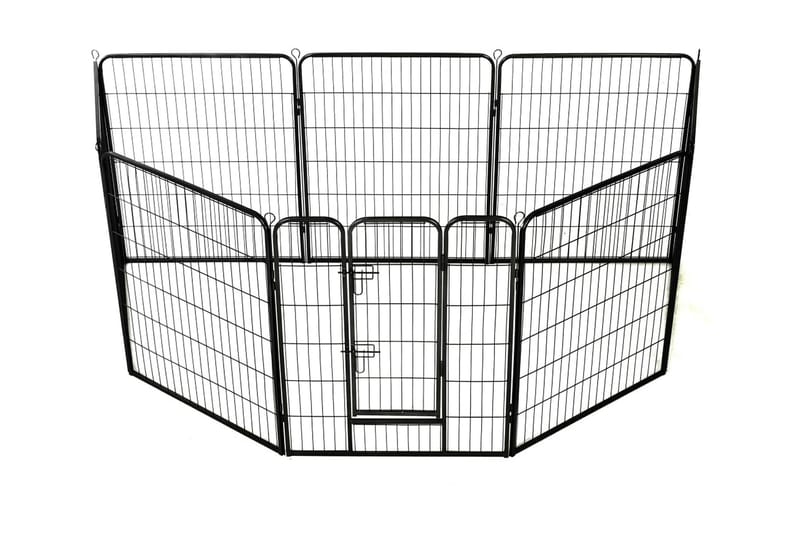 Hundhage 8 paneler stål 80x100 cm svart - Svart - Hundmöbler - Valphage