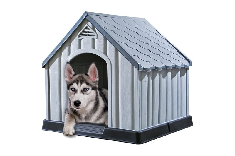 Hundkoja grå 92x87x91 cm plast - Grå - Sport & fritid - För djuren - För hund - Hundmöbler