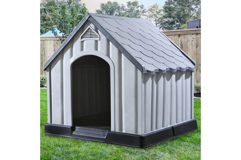 Hundkoja grå 92x87x91 cm plast - Grå - Sport & fritid - För djuren - För hund - Hundmöbler