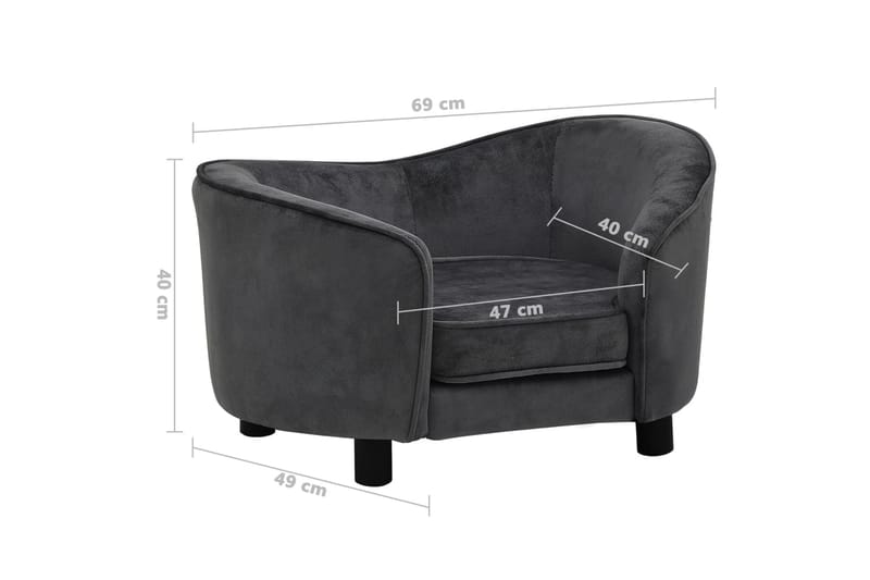 Hundsoffa mörkgrå 69x49x40 cm plysch - Grå - Sport & fritid - För djuren - För hund - Hundmöbler - Hundbädd & hundsäng