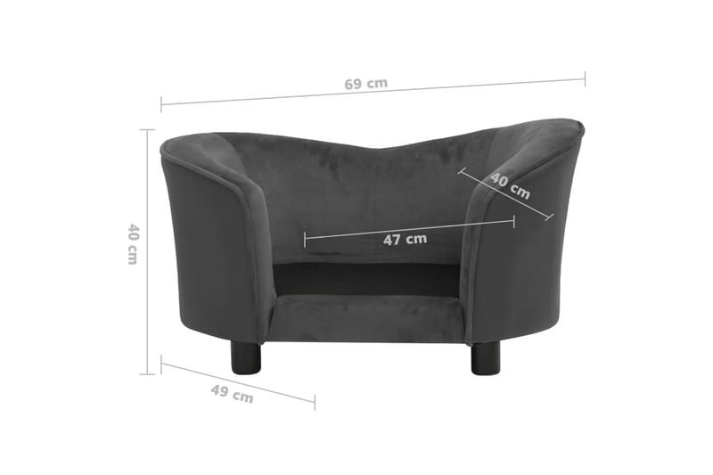 Hundsoffa mörkgrå 69x49x40 cm plysch och konstläder - Grå - Sport & fritid - För djuren - För hund - Hundmöbler - Hundbädd & hundsäng
