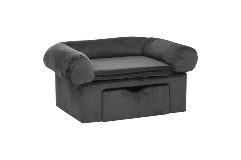 Hundsoffa med låda mörkgrå 75x50x38 cm plysch - Grå - Sport & fritid - För djuren - För hund - Hundmöbler - Hundbädd & hundsäng