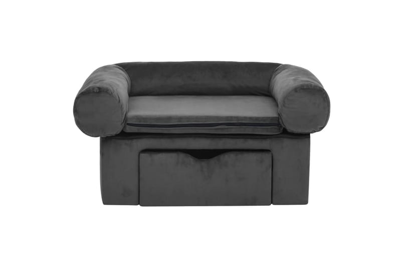 Hundsoffa med låda mörkgrå 75x50x38 cm plysch - Grå - Sport & fritid - För djuren - För hund - Hundmöbler - Hundbädd & hundsäng