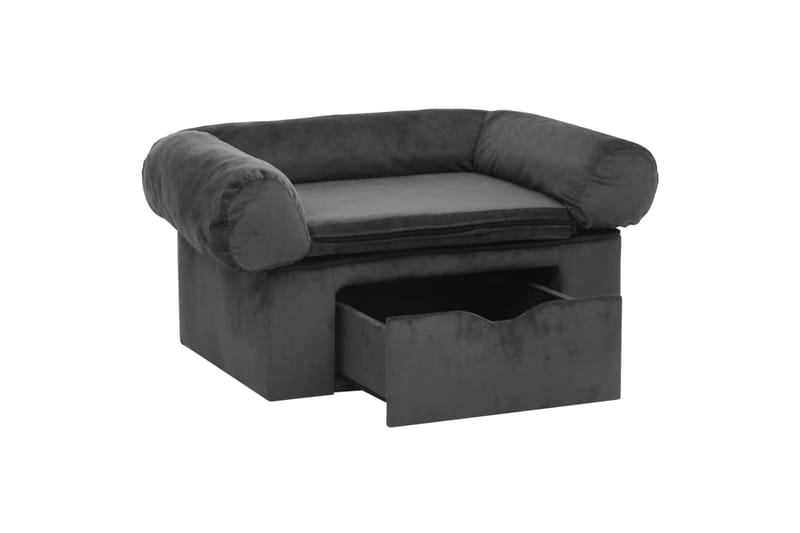 Hundsoffa med låda mörkgrå 75x50x38 cm plysch - Grå - Sport & fritid - För djuren - För hund - Hundmöbler - Hundbädd & hundsäng