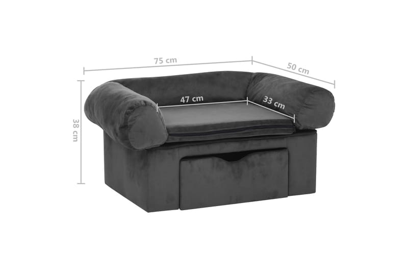 Hundsoffa med låda mörkgrå 75x50x38 cm plysch - Grå - Sport & fritid - För djuren - För hund - Hundmöbler - Hundbädd & hundsäng