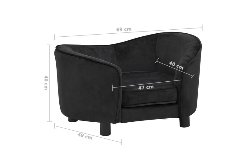 Hundsoffa svart 69x49x40 cm plysch - Svart - Sport & fritid - För djuren - För hund - Hundmöbler - Hundbädd & hundsäng