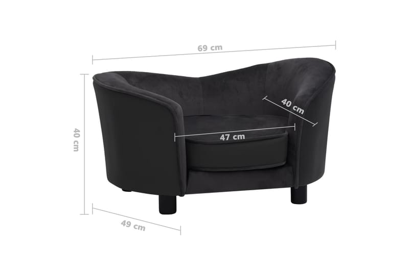 Hundsoffa svart 69x49x40 cm plysch och konstläder - Svart - Sport & fritid - För djuren - För hund - Hundmöbler - Hundbädd & hundsäng