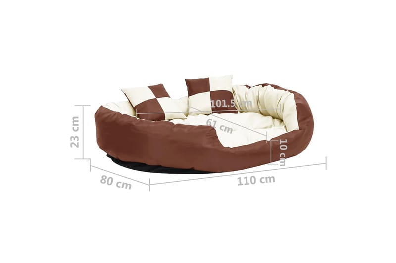Vändbar och tvättbar hundsäng brun och gräddvit 110 x 30 x 8 - Brun - Sport & fritid - För djuren - För hund - Hundmöbler - Hundbädd & hundsäng