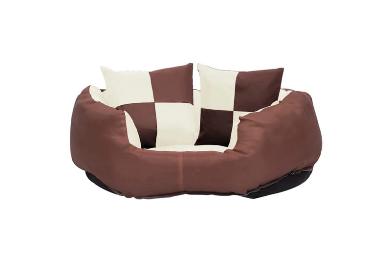 Vändbar och tvättbar hundsäng brun och gräddvit 65 x 50 x 20 - Brun - Sport & fritid - För djuren - För hund - Hundmöbler - Hundbädd & hundsäng