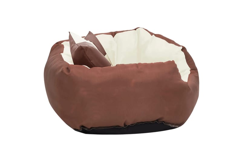Vändbar och tvättbar hundsäng brun och gräddvit 65 x 50 x 20 - Brun - Sport & fritid - För djuren - För hund - Hundmöbler - Hundbädd & hundsäng