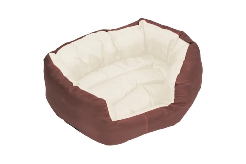 Vändbar och tvättbar hundsäng brun och gräddvit 65 x 50 x 20 - Brun - Sport & fritid - För djuren - För hund - Hundmöbler - Hundbädd & hundsäng