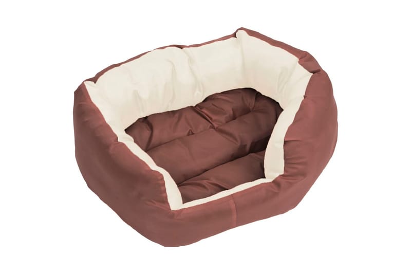 Vändbar och tvättbar hundsäng brun och gräddvit 65 x 50 x 20 - Brun - Sport & fritid - För djuren - För hund - Hundmöbler - Hundbädd & hundsäng