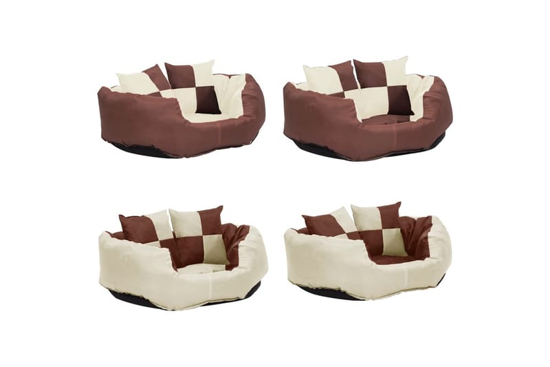 Vändbar och tvättbar hundsäng brun och gräddvit 65 x 50 x 20 - Brun - Sport & fritid - För djuren - För hund - Hundmöbler - Hundbädd & hundsäng