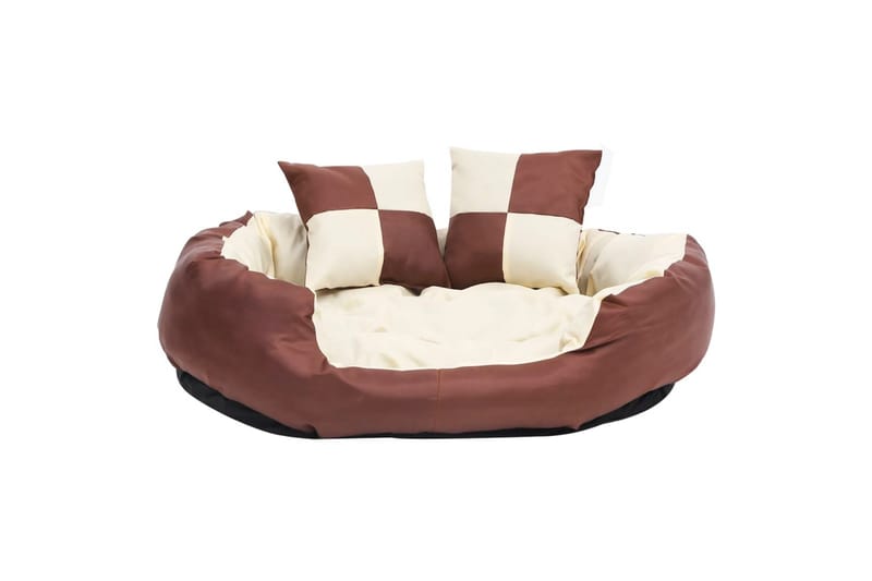 Vändbar och tvättbar hundsäng brun och gräddvit 85x70x20 cm - Brun - Sport & fritid - För djuren - För hund - Hundmöbler - Hundbädd & hundsäng