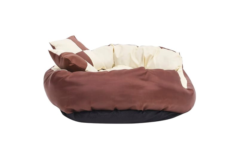 Vändbar och tvättbar hundsäng brun och gräddvit 85x70x20 cm - Brun - Sport & fritid - För djuren - För hund - Hundmöbler - Hundbädd & hundsäng