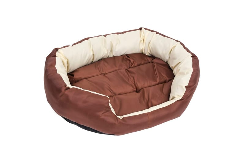 Vändbar och tvättbar hundsäng brun och gräddvit 85x70x20 cm - Brun - Sport & fritid - För djuren - För hund - Hundmöbler - Hundbädd & hundsäng