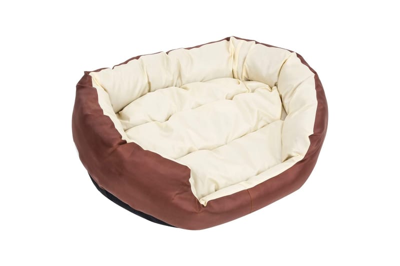 Vändbar och tvättbar hundsäng brun och gräddvit 85x70x20 cm - Brun - Sport & fritid - För djuren - För hund - Hundmöbler - Hundbädd & hundsäng