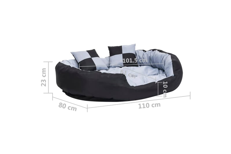 Vändbar och tvättbar hundsäng grå och svart 110 x 30 x 80 cm - Grå - Sport & fritid - För djuren - För hund - Hundmöbler - Hundbädd & hundsäng