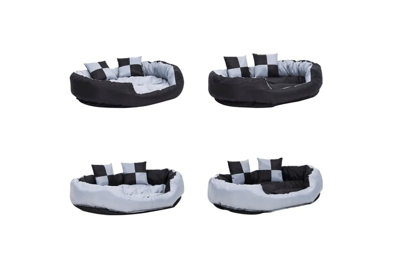 Vändbar och tvättbar hundsäng grå och svart 110 x 30 x 80 cm - Grå - Sport & fritid - För djuren - För hund - Hundmöbler - Hundbädd & hundsäng