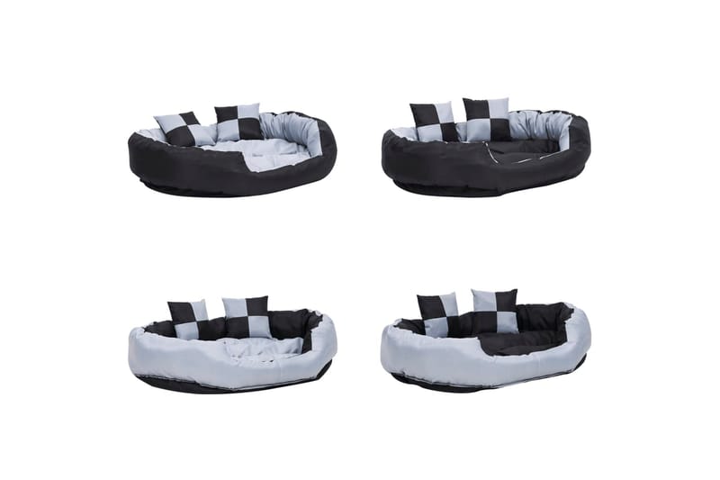 Vändbar och tvättbar hundsäng grå och svart 110 x 30 x 80 cm - Grå - Hundbädd & hundsäng - Hundmöbler