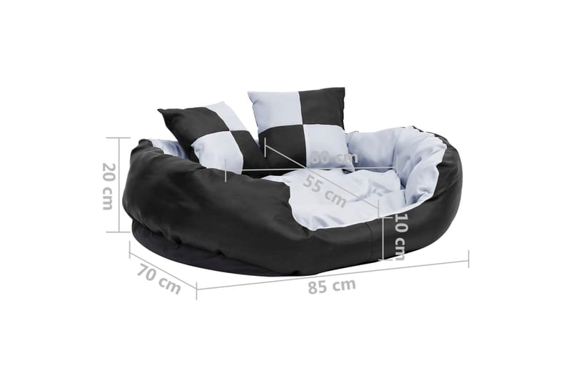 Vändbar och tvättbar hundsäng grå och svart 85x70x20 cm - Grå - Sport & fritid - För djuren - För hund - Hundmöbler - Hundbädd & hundsäng