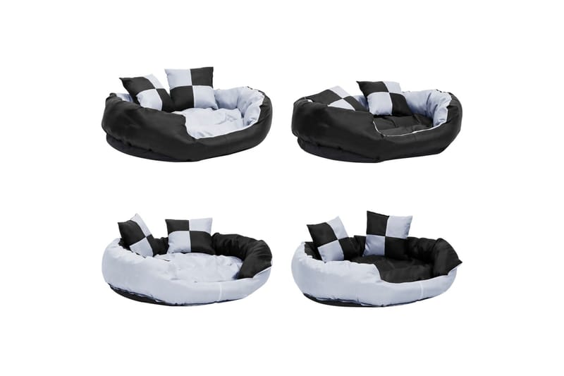Vändbar och tvättbar hundsäng grå och svart 85x70x20 cm - Grå - Sport & fritid - För djuren - För hund - Hundmöbler - Hundbädd & hundsäng