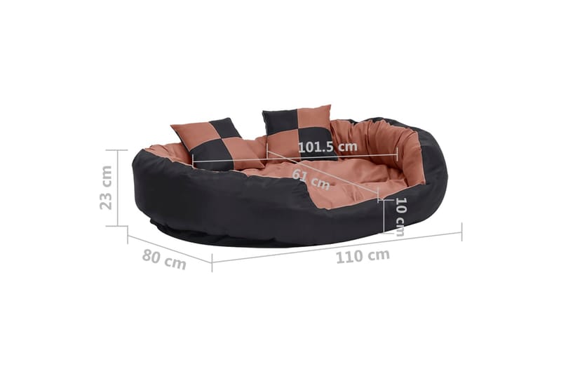 Vändbar och tvättbar hundsäng svart och brun 110 x 30 x 80 c - Svart - Sport & fritid - För djuren - För hund - Hundmöbler - Hundbädd & hundsäng